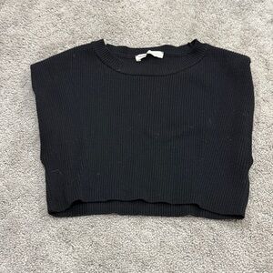 Pull&Bear Black Ribbed Crop Top